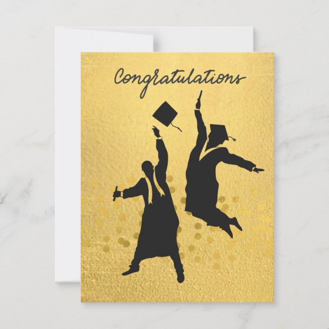 Congratulation Graduation Black and Gold theme  Card (Front)