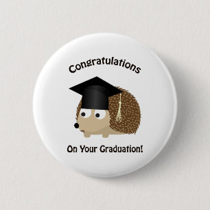 Congratulation on Your Graduation Hedgehog 6 Cm Round Badge
