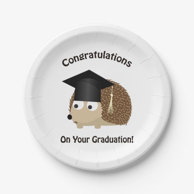 Congratulation on Your Graduation Hedgehog Paper Plate (Front)