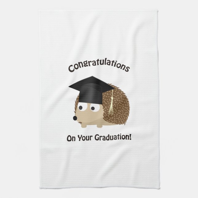 Congratulation on Your Graduation Hedgehog Tea Towel (Vertical)