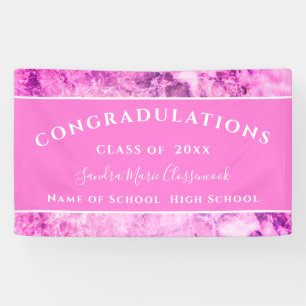 Congratulation Pink Amethyst Crystal Graduation Banner