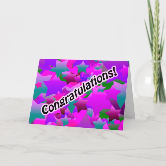 Congratulation Stars Purple Card (Front)