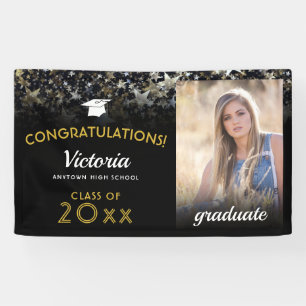 Congratulations 2021 Graduate Black and Gold Photo Banner