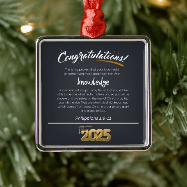 Congratulations 2025 Philippians 1:9-11 Christian Metal Tree Decoration (Tree)