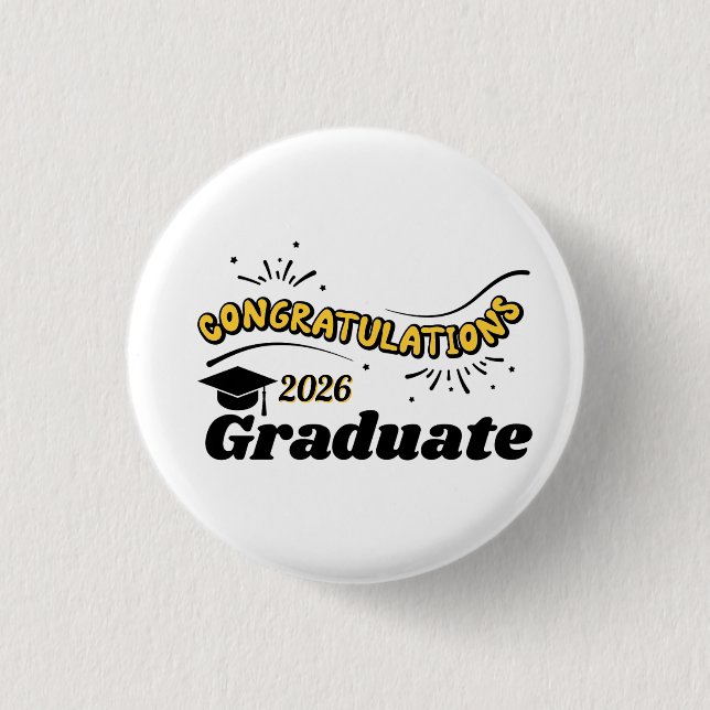Congratulations 2026 Graduate 3 Cm Round Badge (Front)