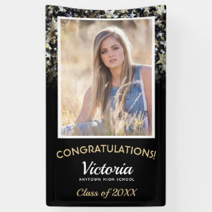 Congratulations 2026 Graduate Black and Gold Photo Banner