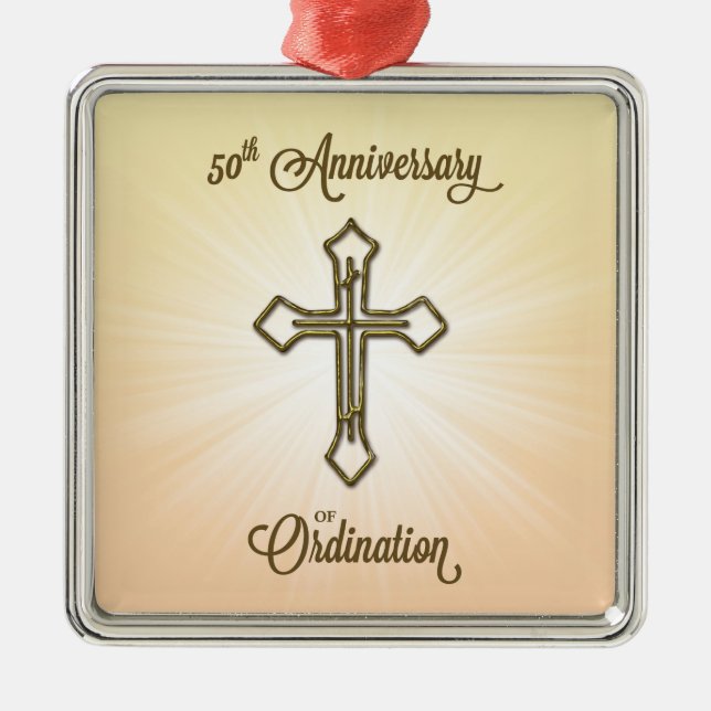 Congratulations 50th Ordination Anniversary Metal Tree Decoration (Front)