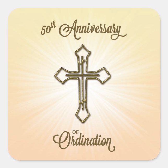 Congratulations 50th Ordination Anniversary Square Sticker (Front)