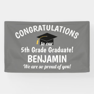 Congratulations 5th Grade Graduation Grey Banner