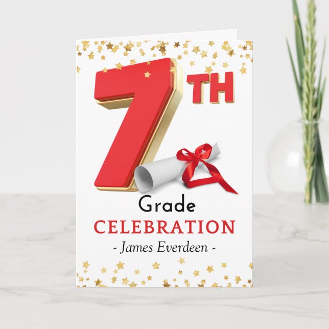 Congratulations 7th Grade Celebration Graduation Card (Front)