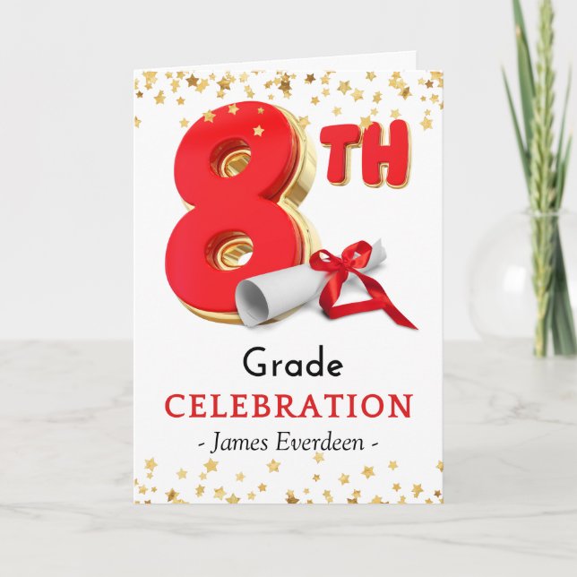 Congratulations 8th Grade Celebration Graduation Card (Front)