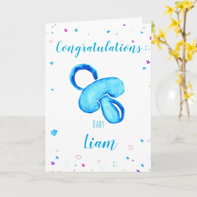 Congratulations a baby boy customizable names card (Yellow Flower)