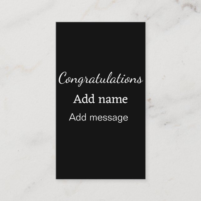 Congratulations add name message simple graduate  business card (Front)