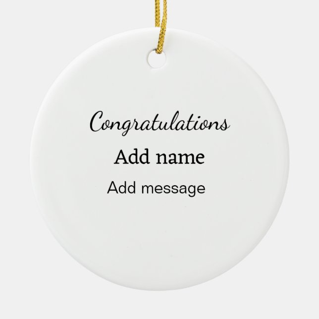 Congratulations add name message simple graduate  ceramic tree decoration (Front)