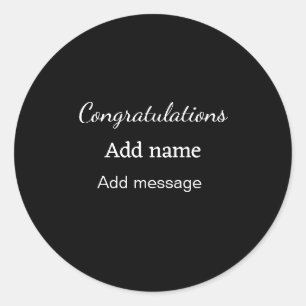 Congratulations add name message simple graduate classic round sticker