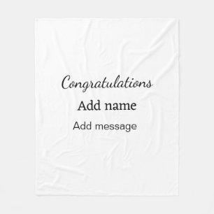 Congratulations add name message simple graduate  fleece blanket