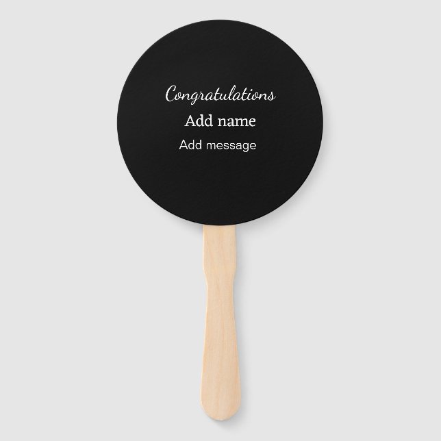 Congratulations add name message simple graduate  hand fan (Front)