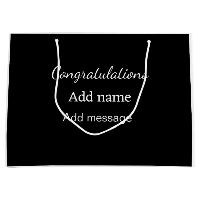 Congratulations add name message simple graduate  large gift bag (Front)