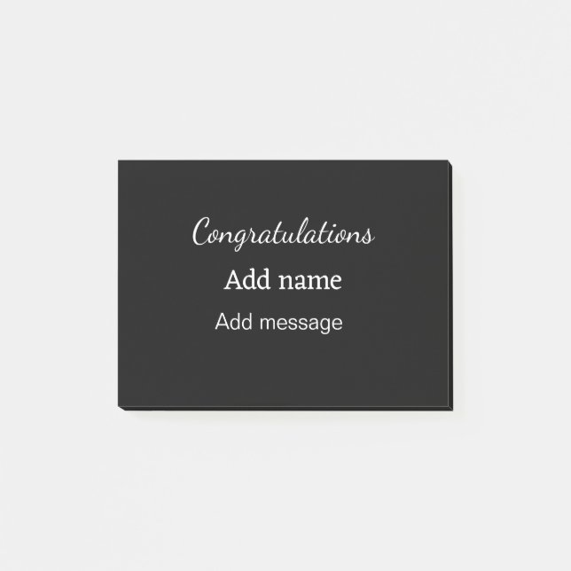 Congratulations add name message simple graduate  post-it notes (Front)