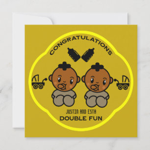 Congratulations Afro American Parents Twins Card