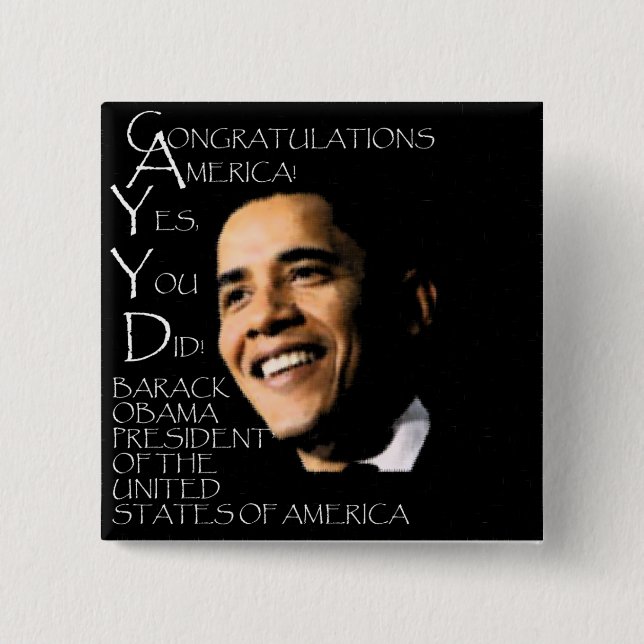 CONGRATULATIONS AMERICA 15 CM SQUARE BADGE (Front)