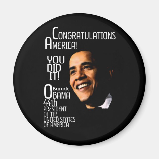 CONGRATULATIONS AMERICA/ ROUND MAGNET (Front)