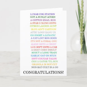 Congratulations Anagrams card