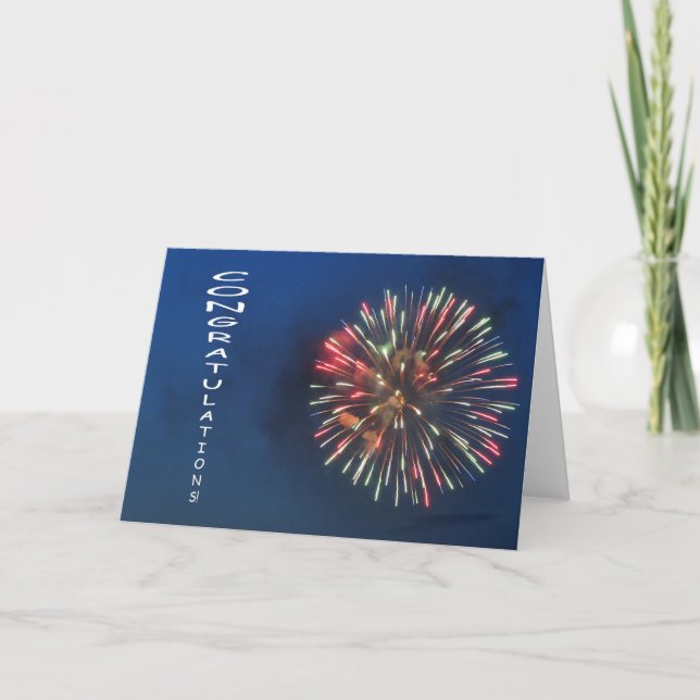 Congratulations and Fireworks - Frameable Art Card (Front)