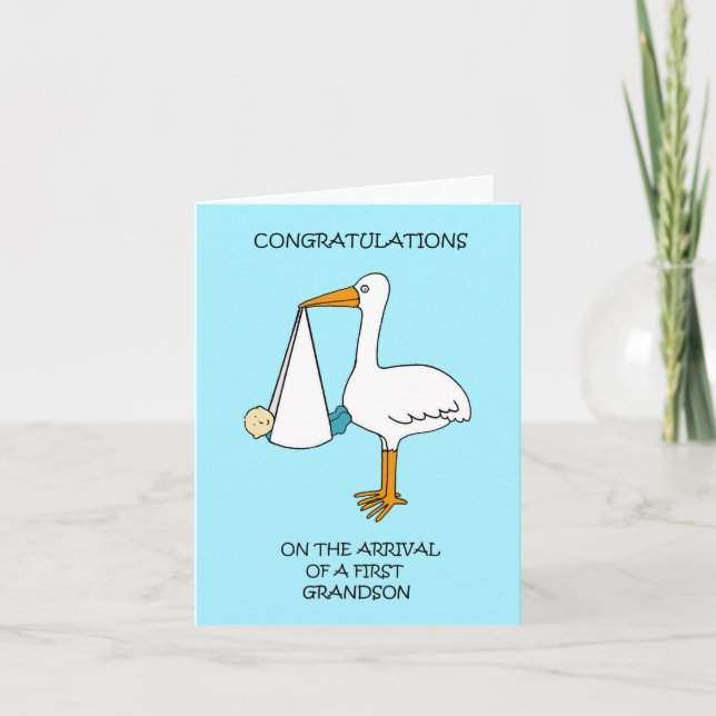 Congratulations Arrival of a First Grandson Card (Front)