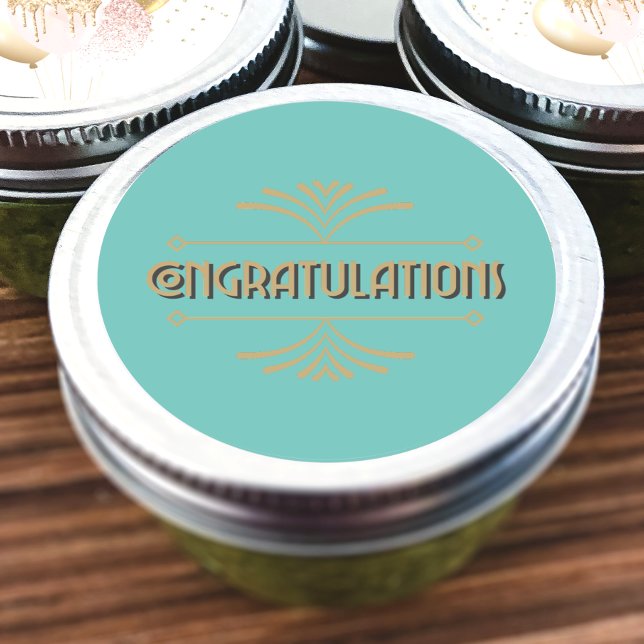 Congratulations Art Deco Classic Round Sticker (Creator Uploaded)