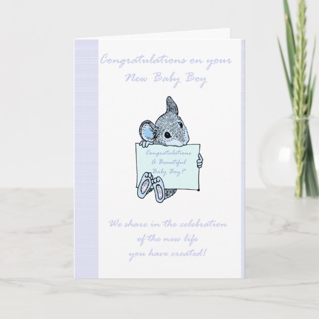 Congratulations Baby Boy Card, New Baby Card (Front)
