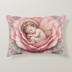 Congratulations Baby Fairy girl Pink Rose Birth  Decorative Cushion
