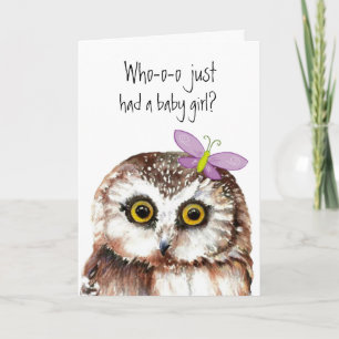 Congratulations Baby Girl Cute Owl Humour Card