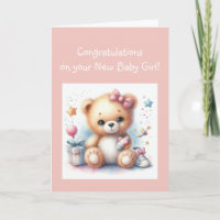 Congratulations Baby Girl  Fun Teddy Bear 