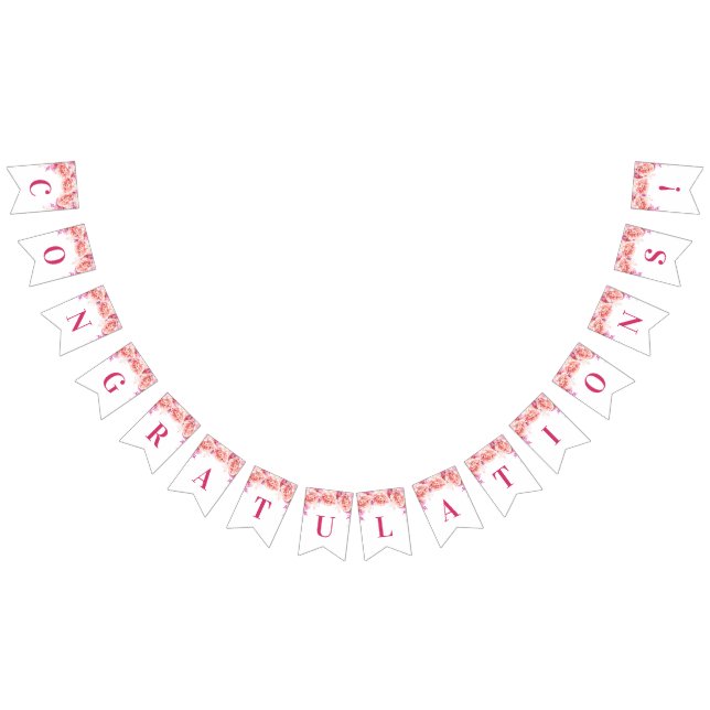 Congratulations Banner Pink Watercolor Flowers (All)