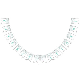 Congratulations Banner Turquoise Silver Confetti