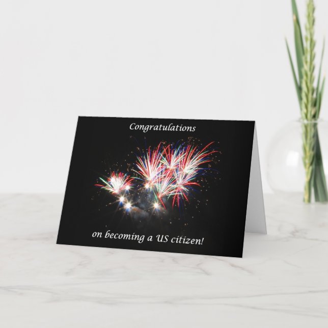 Congratulations becoming US Citizen, Fireworks Card (Front)