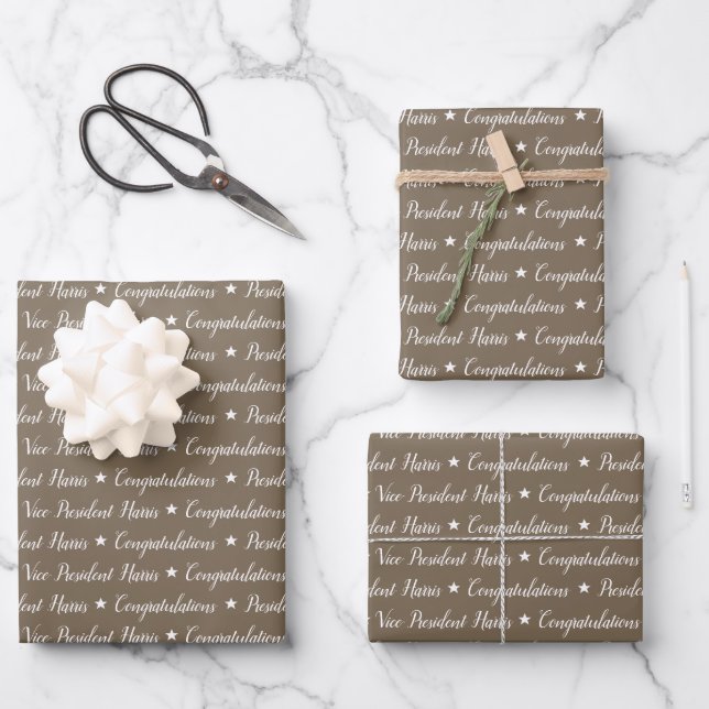 Congratulations Biden Harris Military Tan Custom Wrapping Paper Sheet (Front)