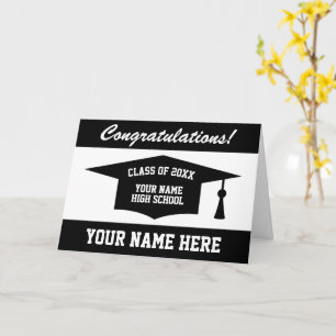 Congratulations black and white school graduation card