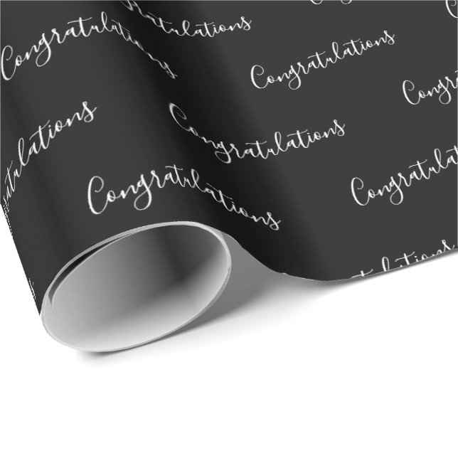 Congratulations Black Gift Wrap - HAMbyWG (Roll Corner)