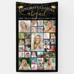 Congratulations Black Gold 31 Photo Collage Script Banner