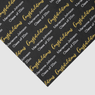 Congratulations Black White Gold Graduate's Name Tissue Paper