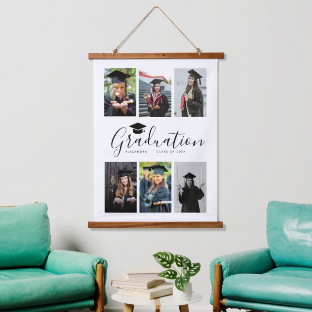  Congratulations Black White Graduation 6 Photo  Hanging Tapestry (Living Room)