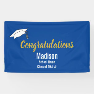Congratulations Blue and White Graduate Name Banner