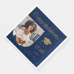 Congratulations Blue Gold Grad Photo Arch Napkin