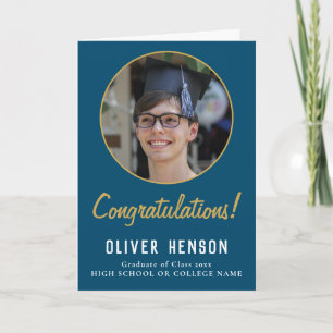 Congratulations Blue Graduate Photo Graduation Card