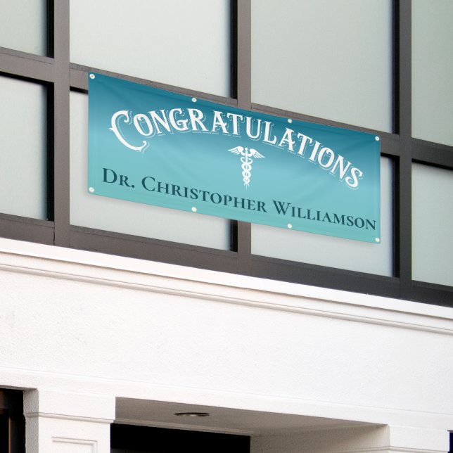 Congratulations Blue Professional Medical Doctor Banner (Outside Building)