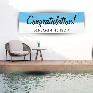 Congratulations Blue Typography Name Party Banner
