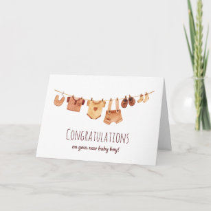 Congratulations - Boho Baby Clothes  Card