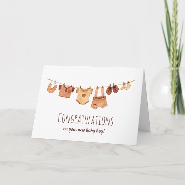 Congratulations - Boho Baby Clothes  Card (Front)